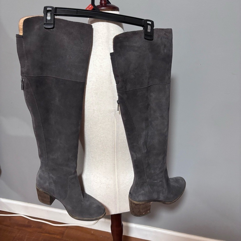 Lucky Brand Rayla Gray Suede Over the Knee Boots | Block Heel, Boho Chic, 9 - Picture 11 of 12